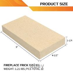 12PCS Fire Bricks for Wood Stove & Fireplace, 9 x 4.5 x 1.25, Heat Resistant