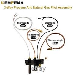 3-Way Pilot Assembly Replacement for Propane & Natural Gas Fireplaces & Stoves