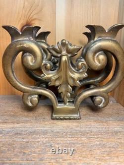 Aged Brass Architectural Salvage Trim Replacement Part Heavy Fireplace Andirons