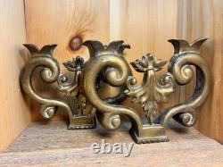 Aged Brass Architectural Salvage Trim Replacement Part Heavy Fireplace Andirons