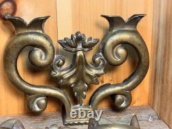 Aged Brass Architectural Salvage Trim Replacement Part Heavy Fireplace Andirons