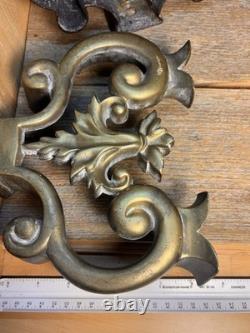 Aged Brass Architectural Salvage Trim Replacement Part Heavy Fireplace Andirons