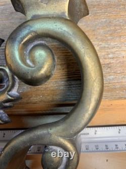 Aged Brass Architectural Salvage Trim Replacement Part Heavy Fireplace Andirons
