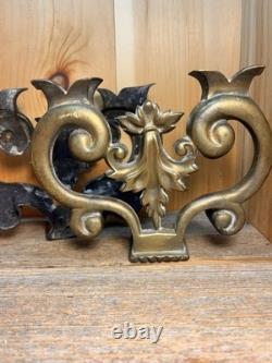 Aged Brass Architectural Salvage Trim Replacement Part Heavy Fireplace Andirons