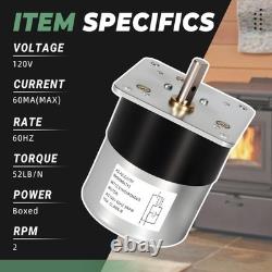 Auger Feed Motor 2RPM 120V for Pellet Stoves PP70 PP130 PP150 PH35PS TSC90 Heati