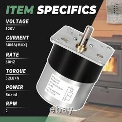 Auger Feed Motor Replacement for Pellet Stoves 2RPM Synchronous 120V 60Hz