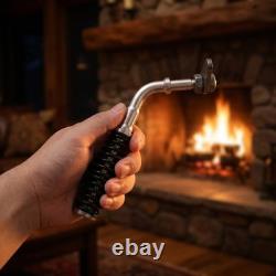 Black Iron Fireplace Door Handle Set 4Pcs Heat Resistant Stove Replacement Parts