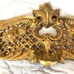 Cast Brass Fireplace Fender Replacement Part Center 2+ Lbs 16.5 Scrolls Floral