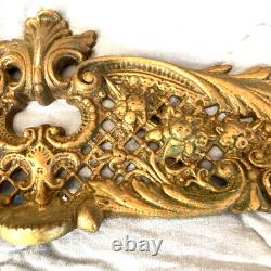 Cast Brass Fireplace Fender Replacement Part Center 2+ Lbs 16.5 Scrolls Floral