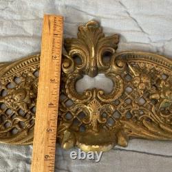 Cast Brass Fireplace Fender Replacement Part Center 2+ Lbs 16.5 Scrolls Floral