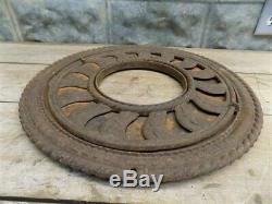 Cast Iron Round Stove Pipe Collar, Chimney Flue Cover, Ornate Grate Heat Ring e
