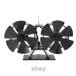 Double-Headed Stove Fan 12 Blades Aluminum Fireplace Fan Replacement Spare Parts