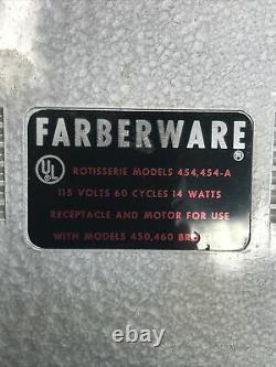 Farberware Open Hearth Rotisserie Broiler 454, 454A Motor, Works! Motor Only