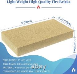 Fire Bricks for Stove 9x4.5x1.25 Inches Vermiculite Replacement 6-Pack