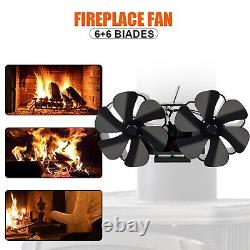 Fireplace Fan Double Head 12 Blade Furnace Mounted Unpowered Replacement Part