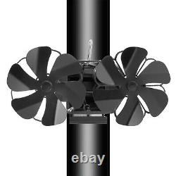 Fireplace Fan Double Head 12 Blade Furnace Mounted Unpowered Replacement Part