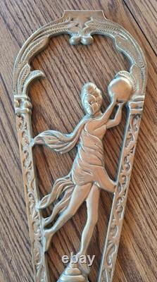 Fireplace Screen Vintage Art DECO Brass Ornate Peacock 24 Tall Replacement PART