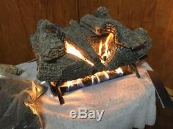 Fyre-Lite Vented 21 Fireplace Burner Burned Oak Ceramic (6) Piece Log Set EB21