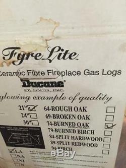 Fyre-Lite Vented 21 Fireplace Burner Burned Oak Ceramic (6) Piece Log Set EB21