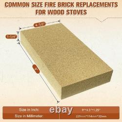 High-Temperature Fire Bricks, 9 x 4.5 x 1.25, Pack of 12 for Ovens & Grills
