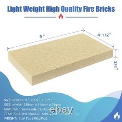 High-Temperature Fire Bricks for Wood Stoves, 9 x 4.5 x 0.75, 6 Pack