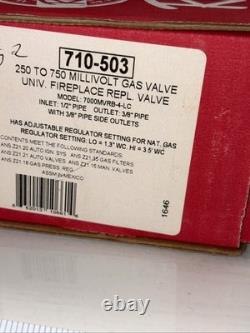 NEW- Robertshaw 710-503 250 to 750 Millivolt Gas Valve Fireplace 7000MVRB-4-LC