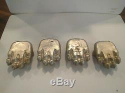 Set of 4 Original FISHER Grandma WOOD STOVE Bear Paw Claw Feet Stamped Eugene OR