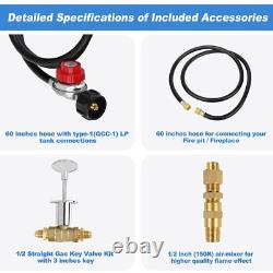 Skyflame LP Burner Connection Kit, Propane Fire Pit Replacement Parts with 1/