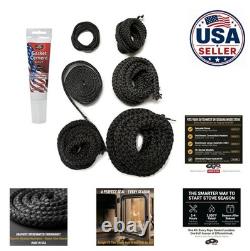 Wood Stove Gasket Kit Rope Replacement Graphite 2000F Cement for Dutchwest