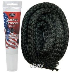 Wood Stove Replacement Gasket Kit Graphite Fiberglass Rope & 2000°F Adhesive C
