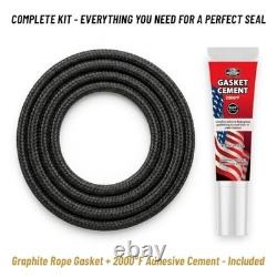 Wood Stove Replacement Gasket Kit Graphite Fiberglass Rope & 2000°F Adhesive C