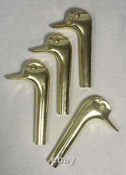 X4 Vintage Brass Tone Fireplace Tool Duck Head Replacement Part 4 3/4 Used